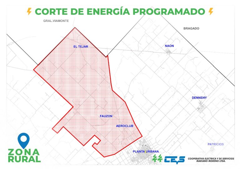 La CEyS programó un corte de luz en zona del Aero Club, Fauzón y El Tejar