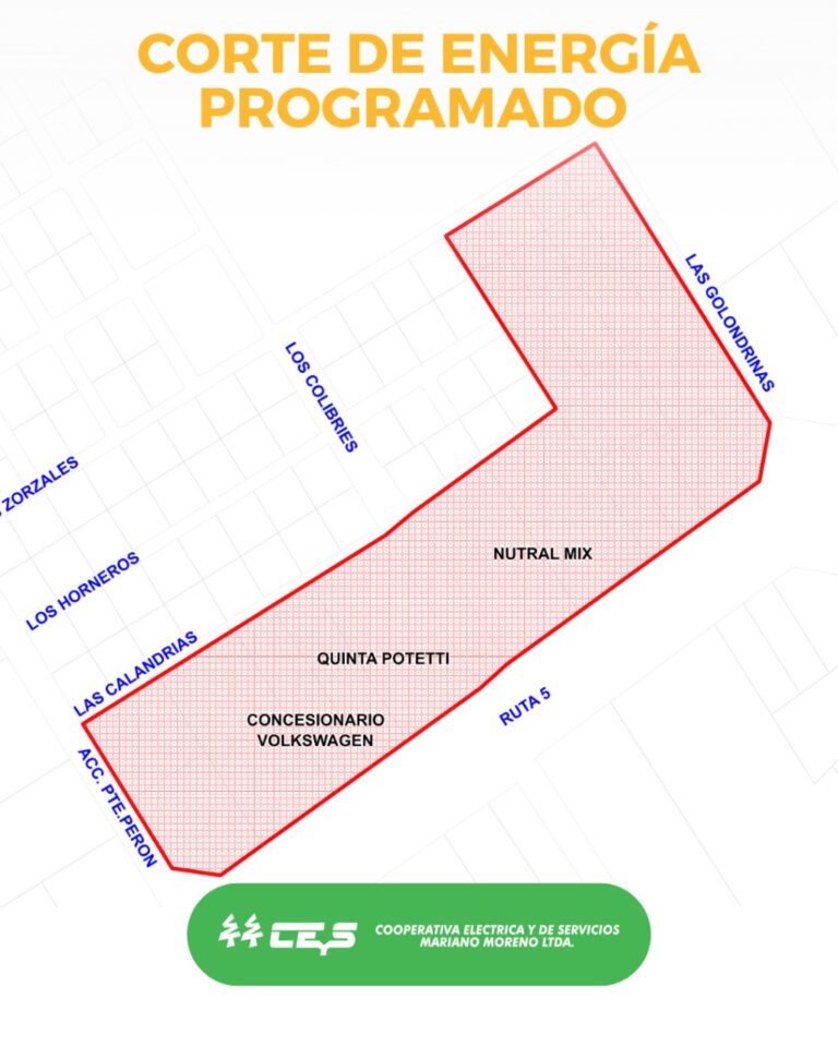 La CEyS programó un corte de luz en zona comercial de la Ruta 5
