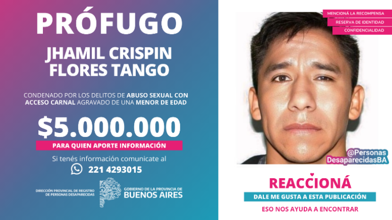 Se busca a un prófugo y hay recompensa a quien aporte datos concretos