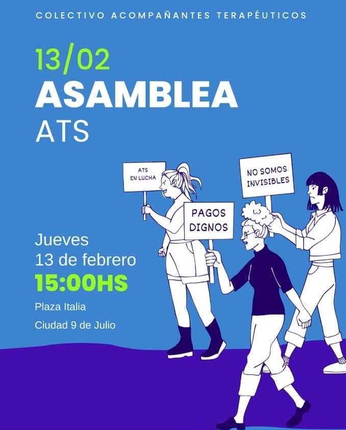 Convocatoria a Asamblea Abierta del Colectivo de Acompañantes Terapéuticos en Plaza Italia