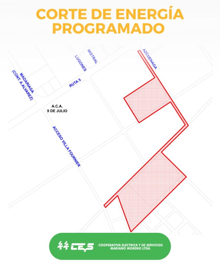 La CEyS programó un corte de luz en un sector de la ciudad de 9 de Julio