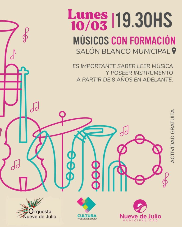 La Orquesta Nueve de Julio abre sus puertas a nuevos Músicos con Formación