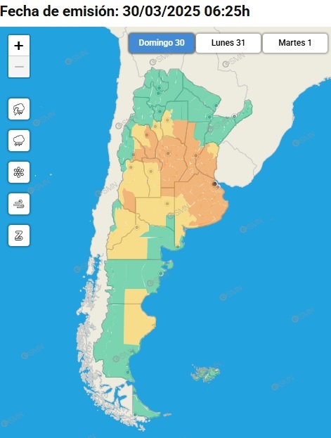 Se amplio el alerta naranja a otras regiones del país además de la bonaerense