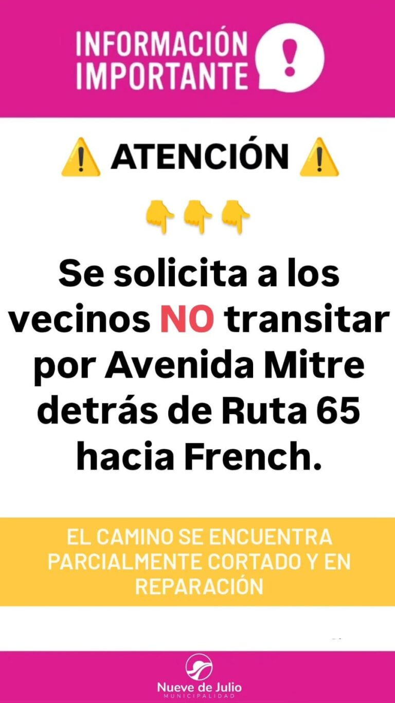 El camino de tierra que une 9 de Julio con French se encuentra parcialmente cortado y en obras