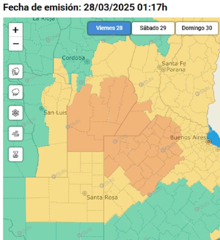 Nueve de Julio y un sector bonaerense está en alerta amarilla