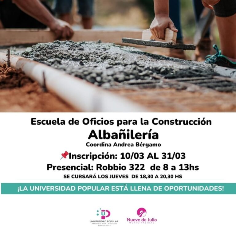 Sigue la inscripción para la Capacitación en Albañilería