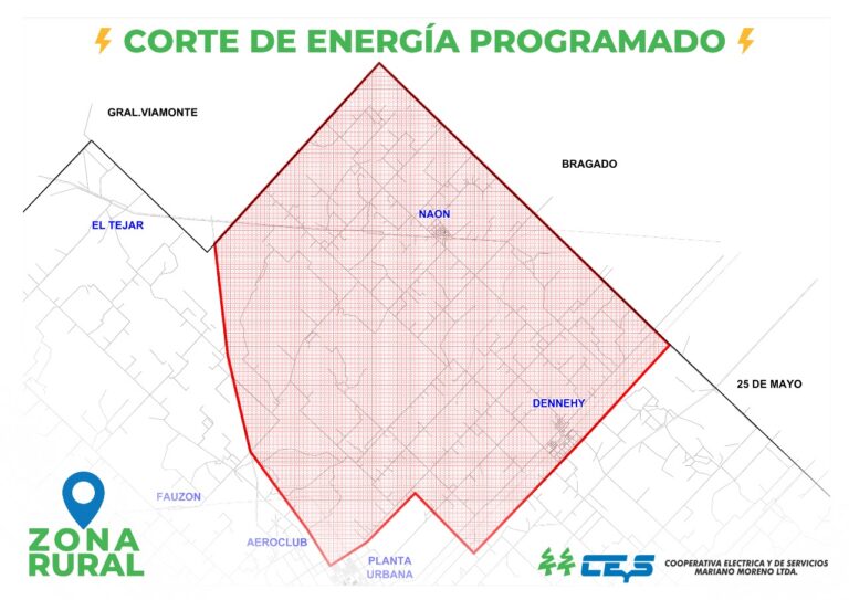 Un corte de energía dejará sin luz a Naón y Dennehy