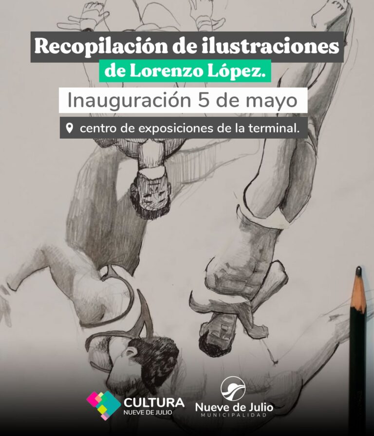 Exposición de Ilustraciones de joven nuevejuliense en la Terminal de Ómnibus