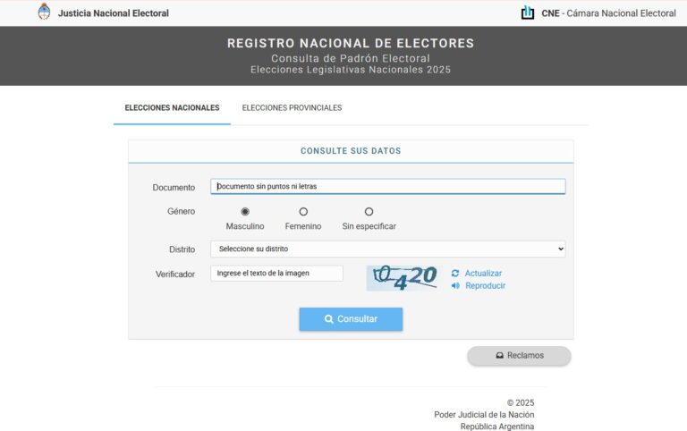Elecciones legislativas 2025: ya se puede consultar el padrón provisorio