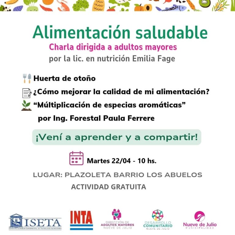 Charla para adultos mayores sobre alimentación saludable