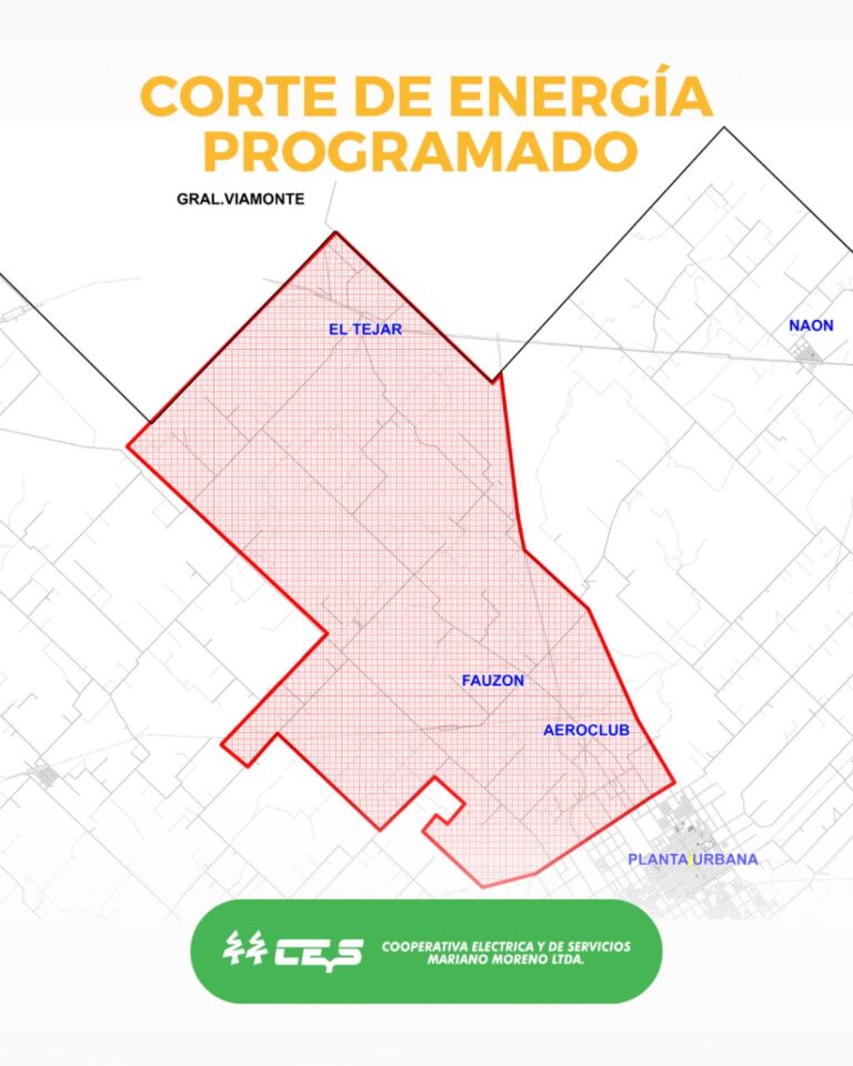 Corte de energía programado en zona rural