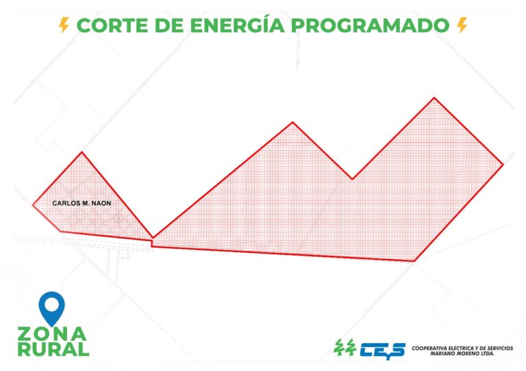 Corte programado de energía en la zona rural de Carlos María Naón