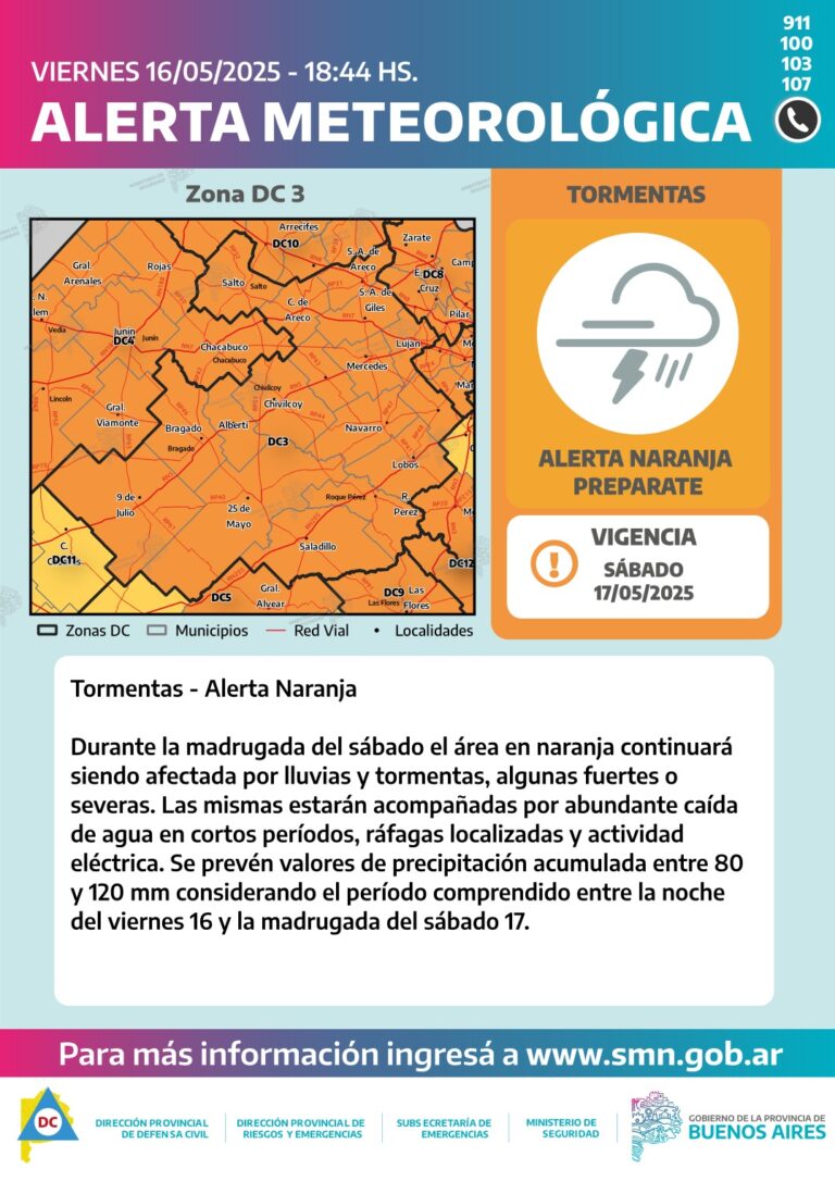 Fuertes lluvias en el norte y este bonaerense: Arrecifes, Escobar y Zárate superaron los 250 mm de agua caída