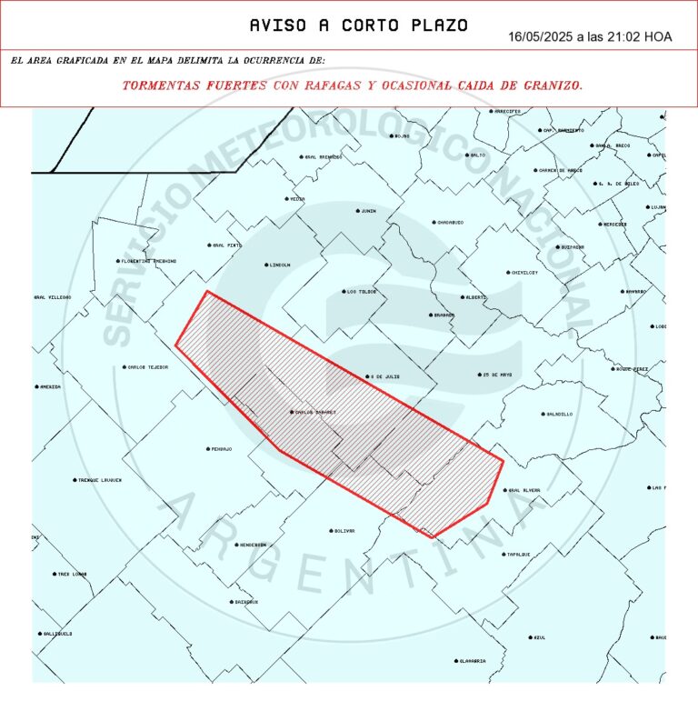 Tormentas fuertes en la región: alerta meteorológica de muy corto plazo