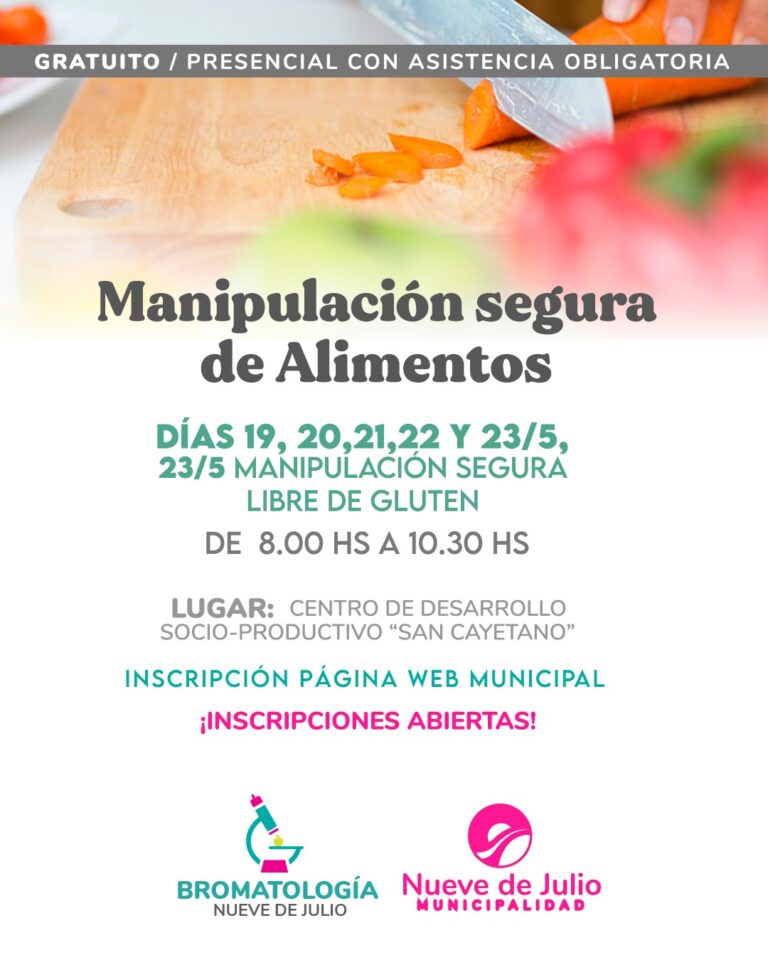 Abren la inscripción para un nuevo curso gratuito de Manipulación de Alimentos en San Cayetano