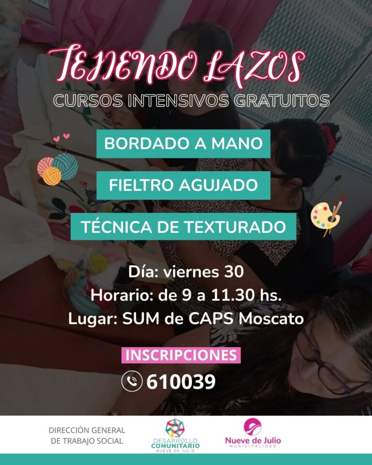 Creatividad y oficio: se dictarán talleres intensivos gratuitos en el marco del proyecto “Tejiendo Lazos”