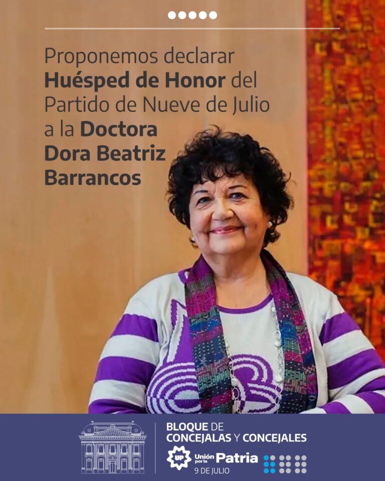 Dora Barrancos será declarada Huésped de Honor en el Partido de Nueve de Julio