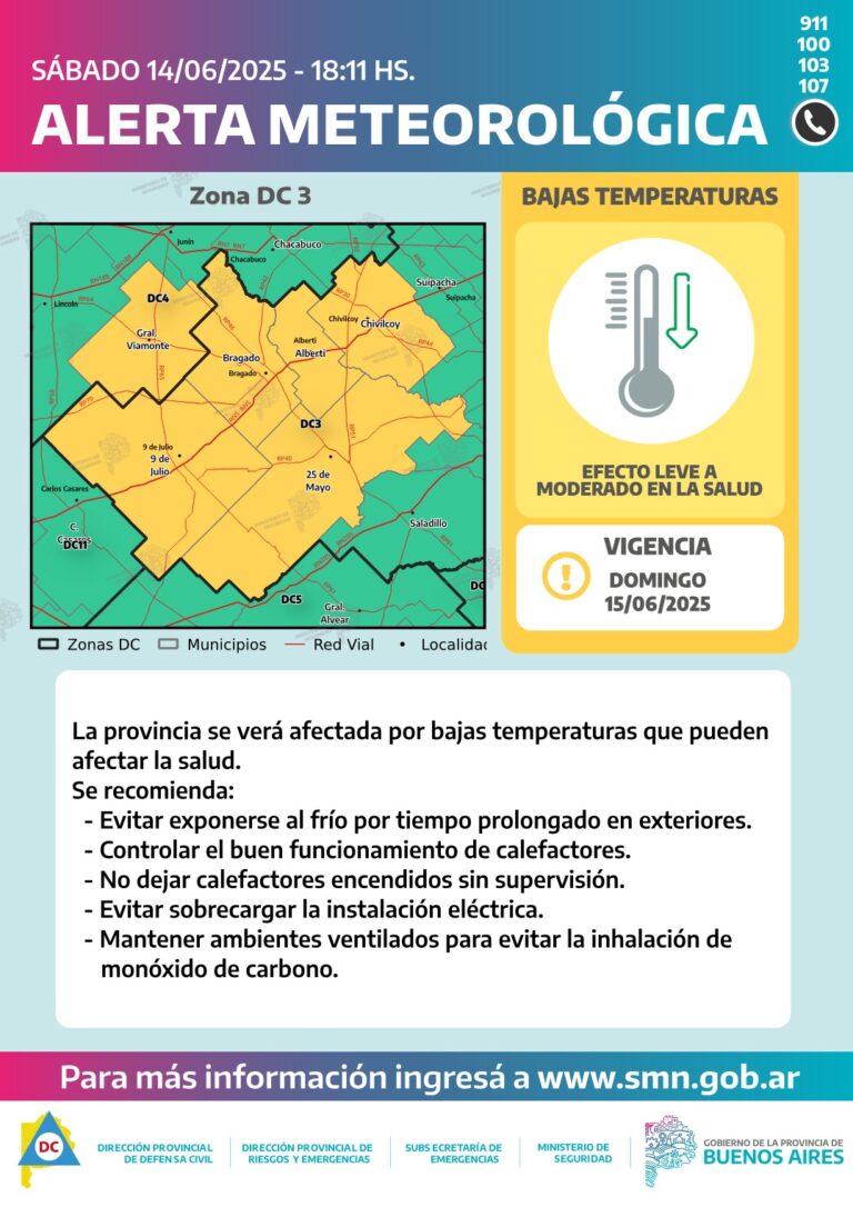 Alerta amarilla por frío en la región: se esperan temperaturas cercanas a 0°C