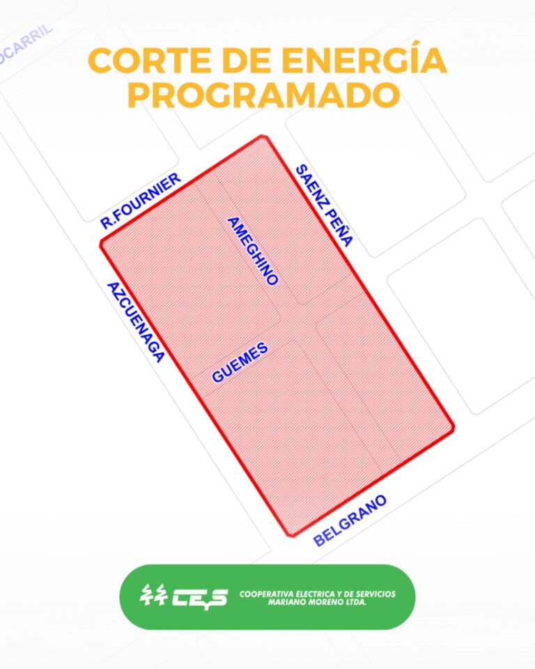 Dos cortes de energía programados para este jueves en Nueve de Julio