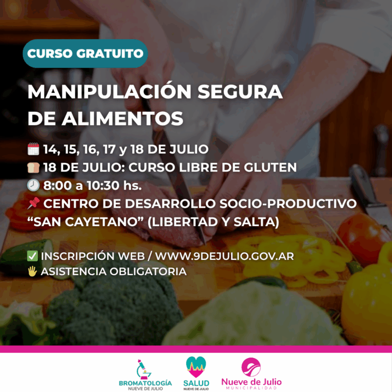 Abren inscripciones para el nuevo Curso de Manipulación de Alimentos en Julio