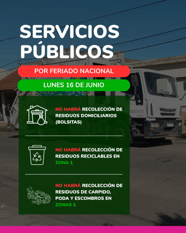 Feriado Nacional del lunes 16: No habrá recolección de residuos