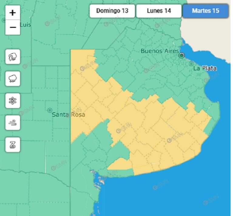Alerta amarilla por tormentas en la provincia: el tiempo en la semana en Nueve de Julio