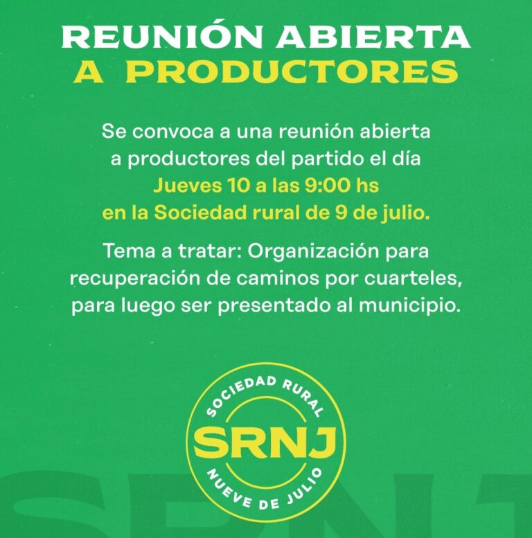 La Sociedad Rural de Nueve de Julio convoca a una reunión abierta por el estado de los caminos rurales