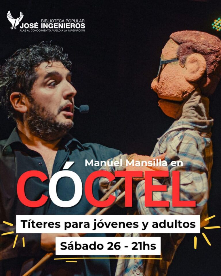 Cóctel, el show de títeres de Manuel Mansilla, estará en la Biblioteca José Ingenieros para jóvenes y adultos