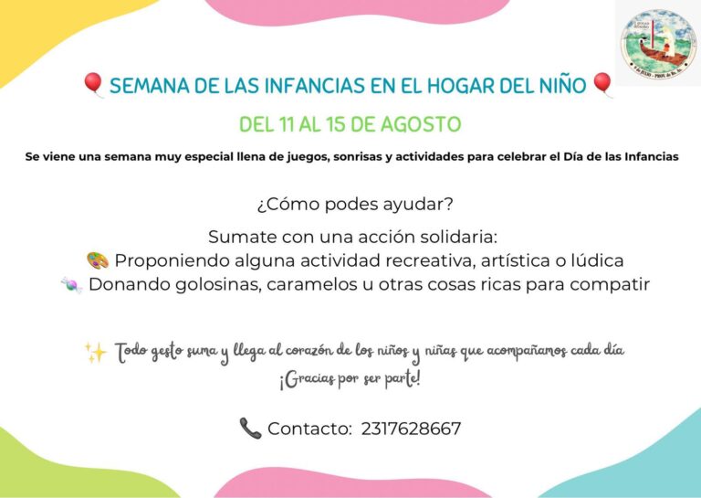 Hogar del Niño: convoca a artistas y vecinos a sumarse a la Semana del Niño
