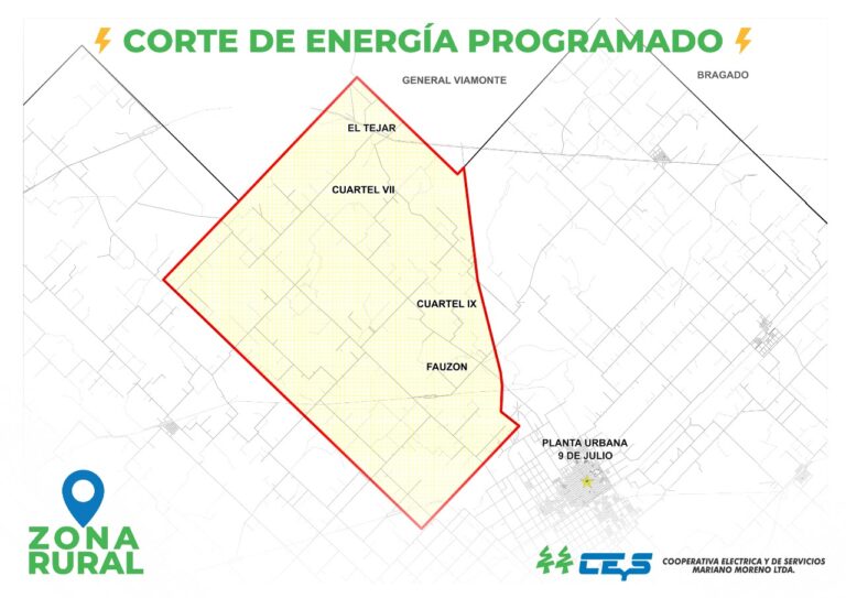 Corte de energía programado en la zona rural: Fauzón y El Tejar