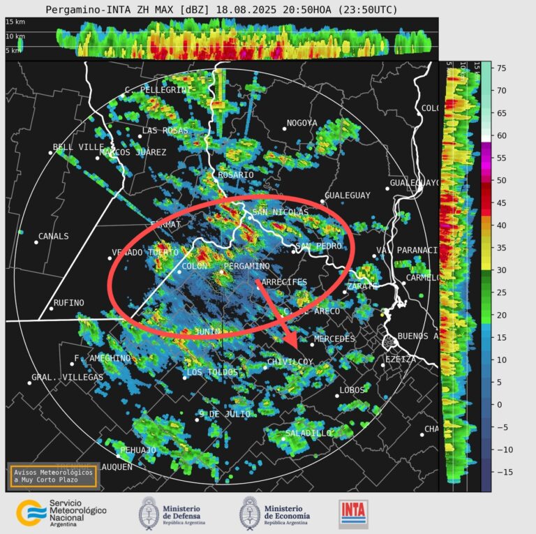 Alerta por intensas lluvias y vientos en el noreste bonaerense