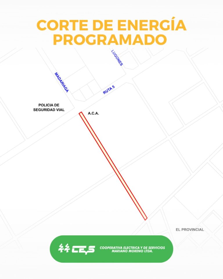 Corte de energía programado en zona cercana a El Provincial