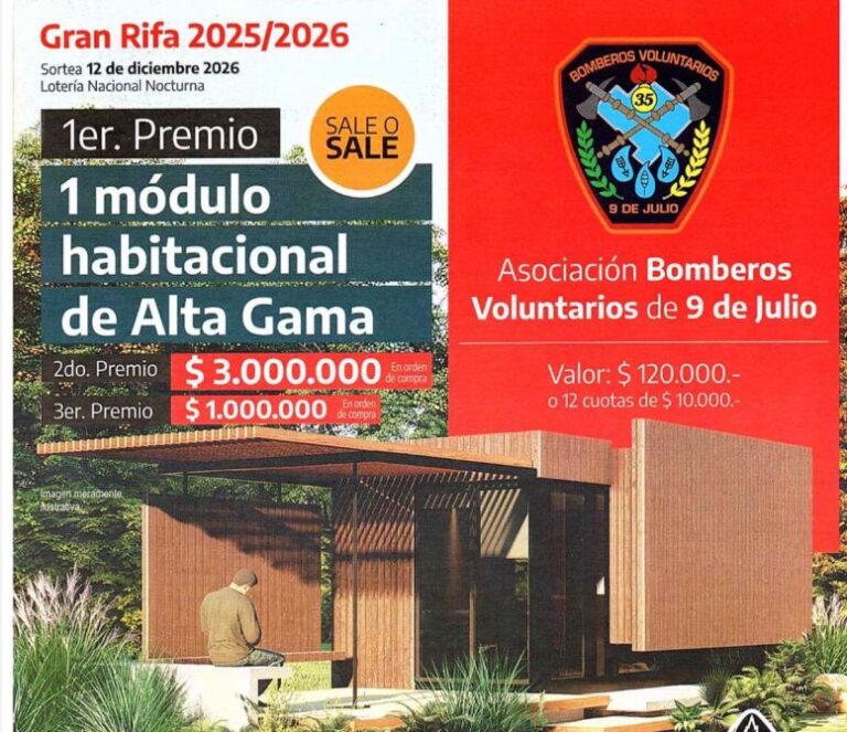 La Asociación de Bomberos Voluntarios de Nueve de Julio lanza su Gran Rifa 2026 con premios imperdibles