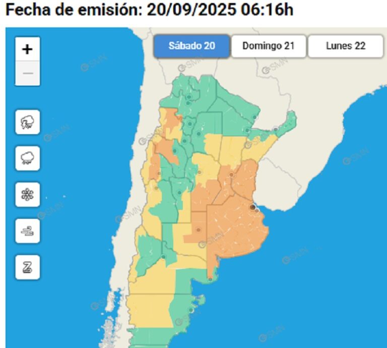 Alerta Naranja por tormentas fuertes y granizo para varias zonas del país