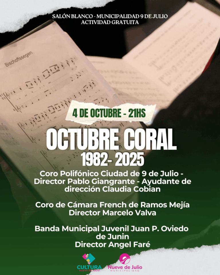 Comienza este sábado Octubre Coral con un concierto del Coro Polifónico Ciudad de 9 de Julio