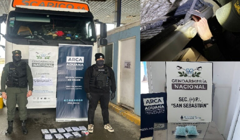 Detienen en Ushuaia a un camión de Junín con más de 11 kilos de cocaína