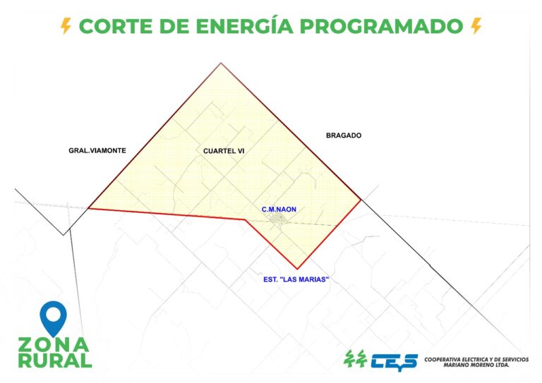 Corte de Energía programado en la zona de Carlos María Naón
