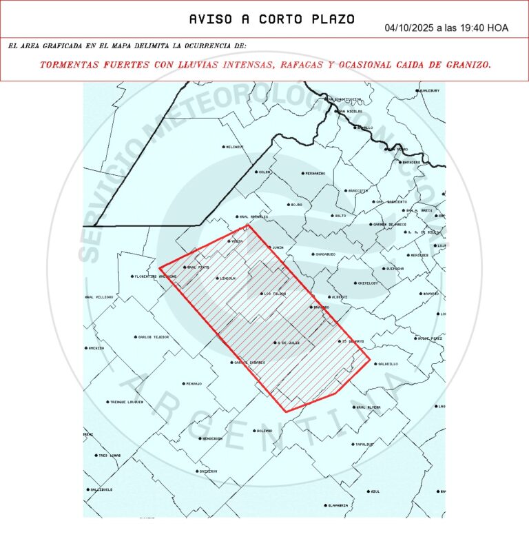 Tormentas fuertes afectan la región bonaerense: alertas vigentes y desplazamiento de fenómenos