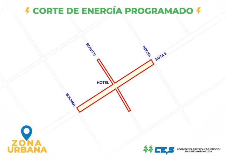 Corte de Energía programado en la Ruta Nacional 5 por mantenimiento
