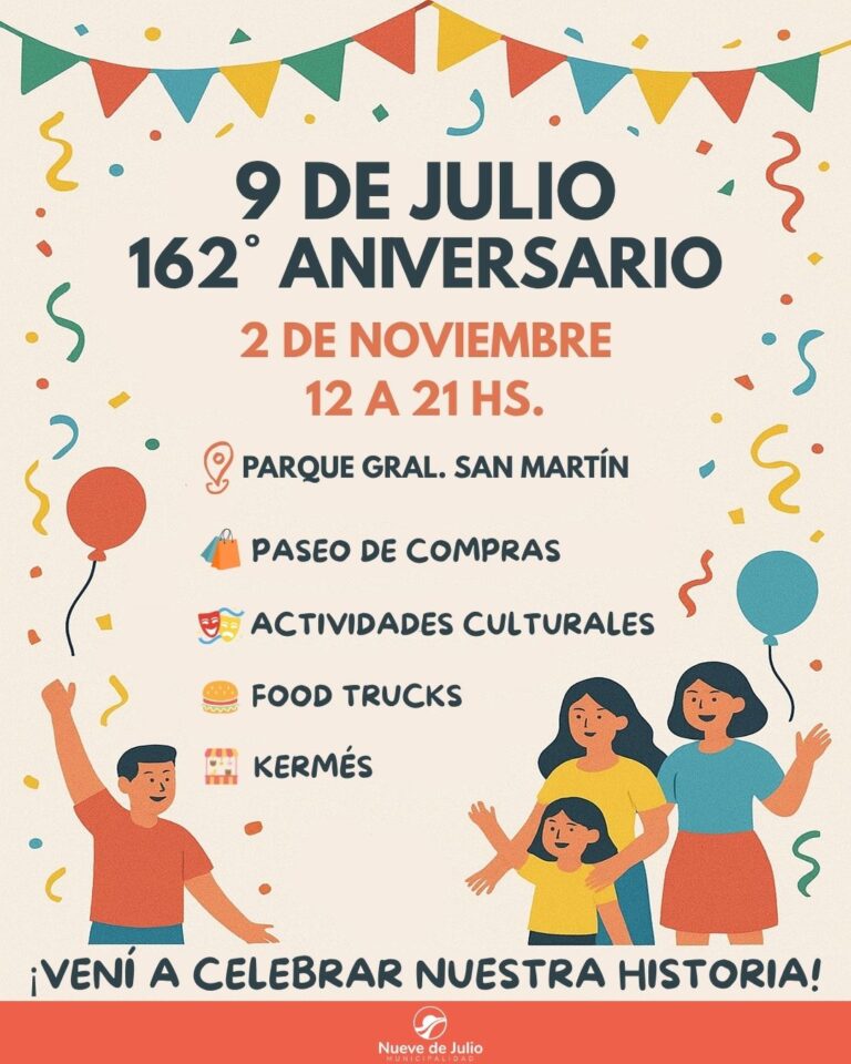 Nueve de Julio celebra su 162° aniversario con un gran evento en el Parque General San Martín