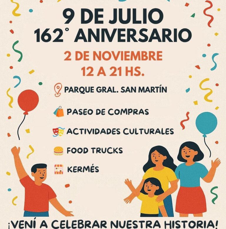 Nueve de Julio conmemora su 162° aniversario con un gran evento