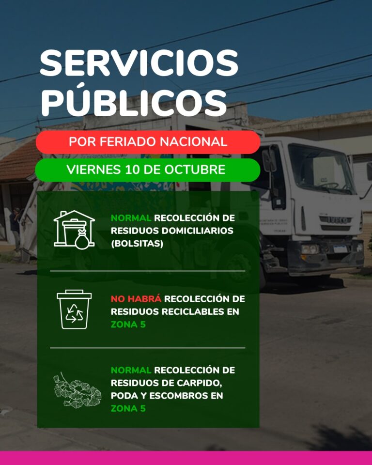Mañana hay recolección normal de residuos domiciliarios