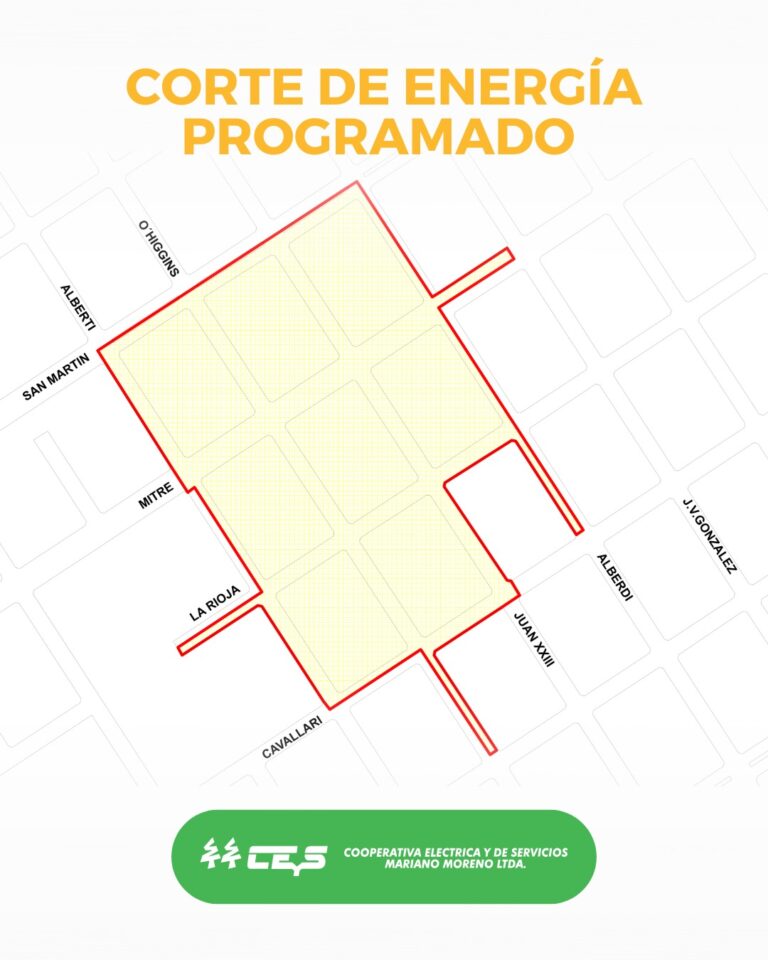 Corte programado de energía para un sector de Nueve de Julio