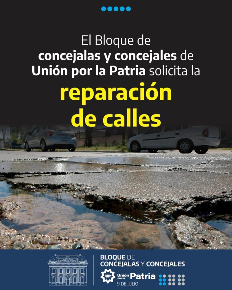 Unión por la Patria solicita la reparación de calles en Barrios Unidos
