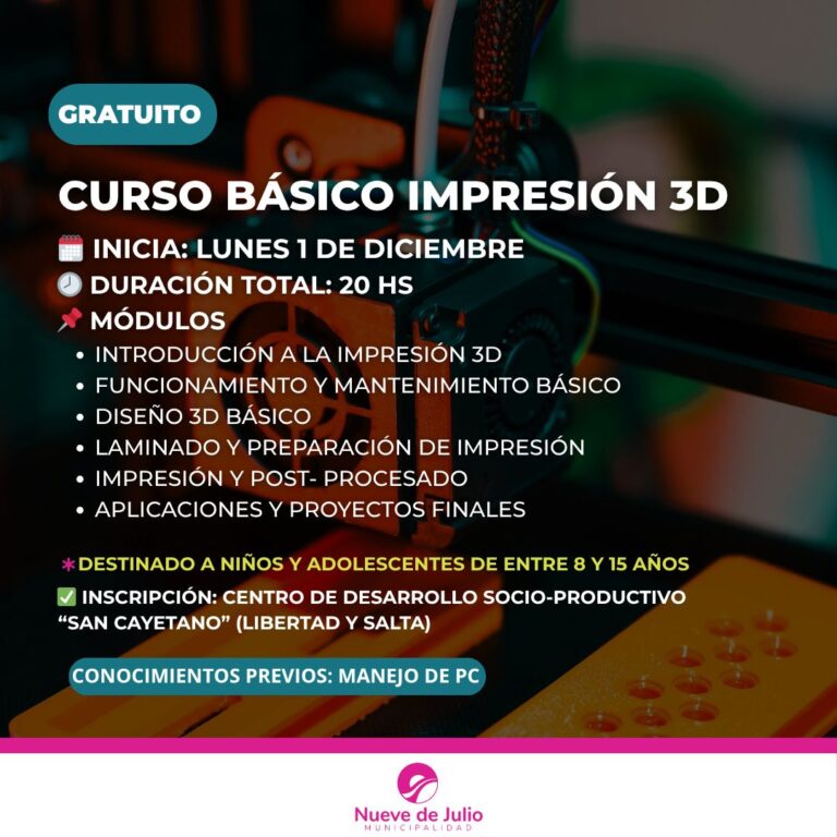 Nueva propuesta de Capacitación en San Cayetano: Curso Básico de Impresión 3D