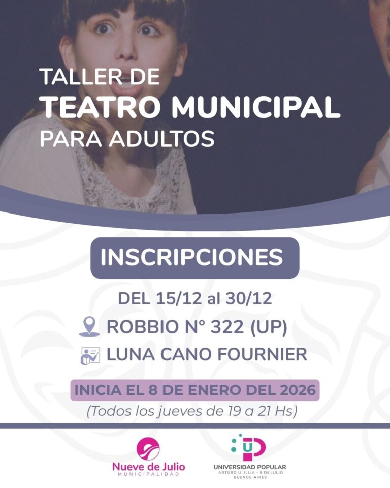 Apertura de un Taller de Teatro Municipal para Adultos