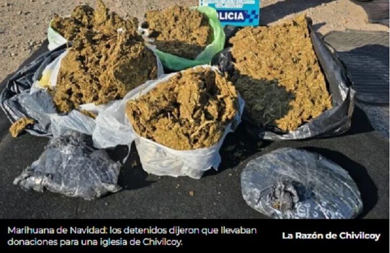 Decían llevar donaciones para una iglesia y trasladaban más de cinco kilos de marihuana