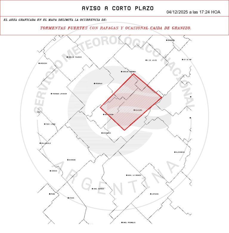 Tormentas fuertes y posible granizo en varios distritos de la Provincia bonaerense