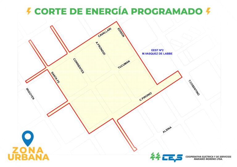 Un sector céntrico de Nueve de Julio estará sin luz