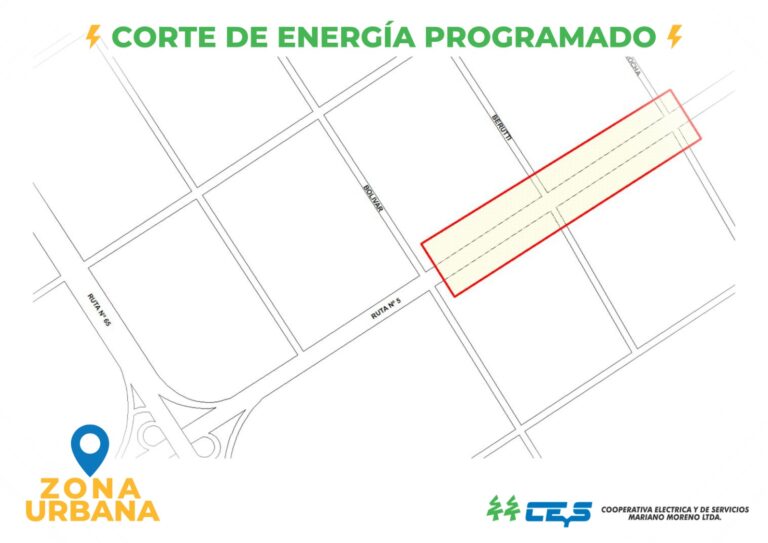 La CEyS programó un corte de energía en un sector de la Ruta 5
